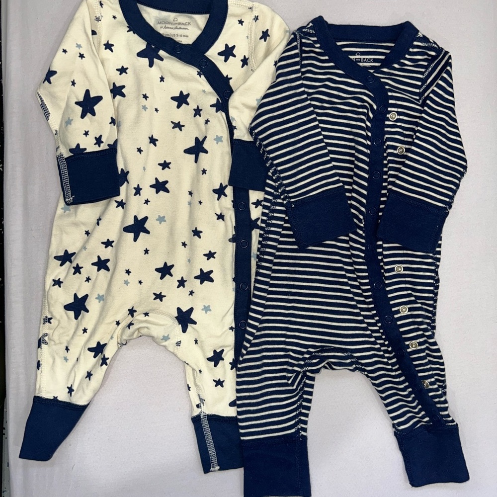 Set of 2 Hanna Anderson Baby Star and Stripe Rompers size 3-6 months